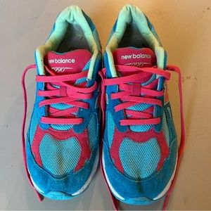 New Balance 990 Blue and Pink Sneakers